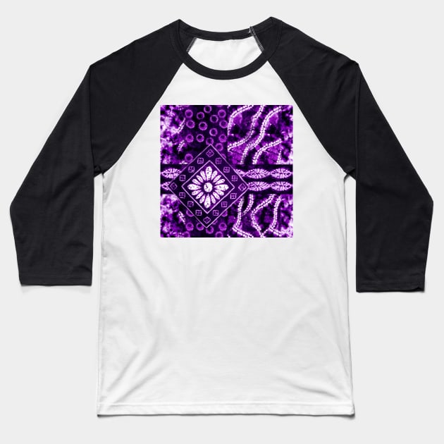 Purple Shibori Collage Baseball T-Shirt by KirstenStar 